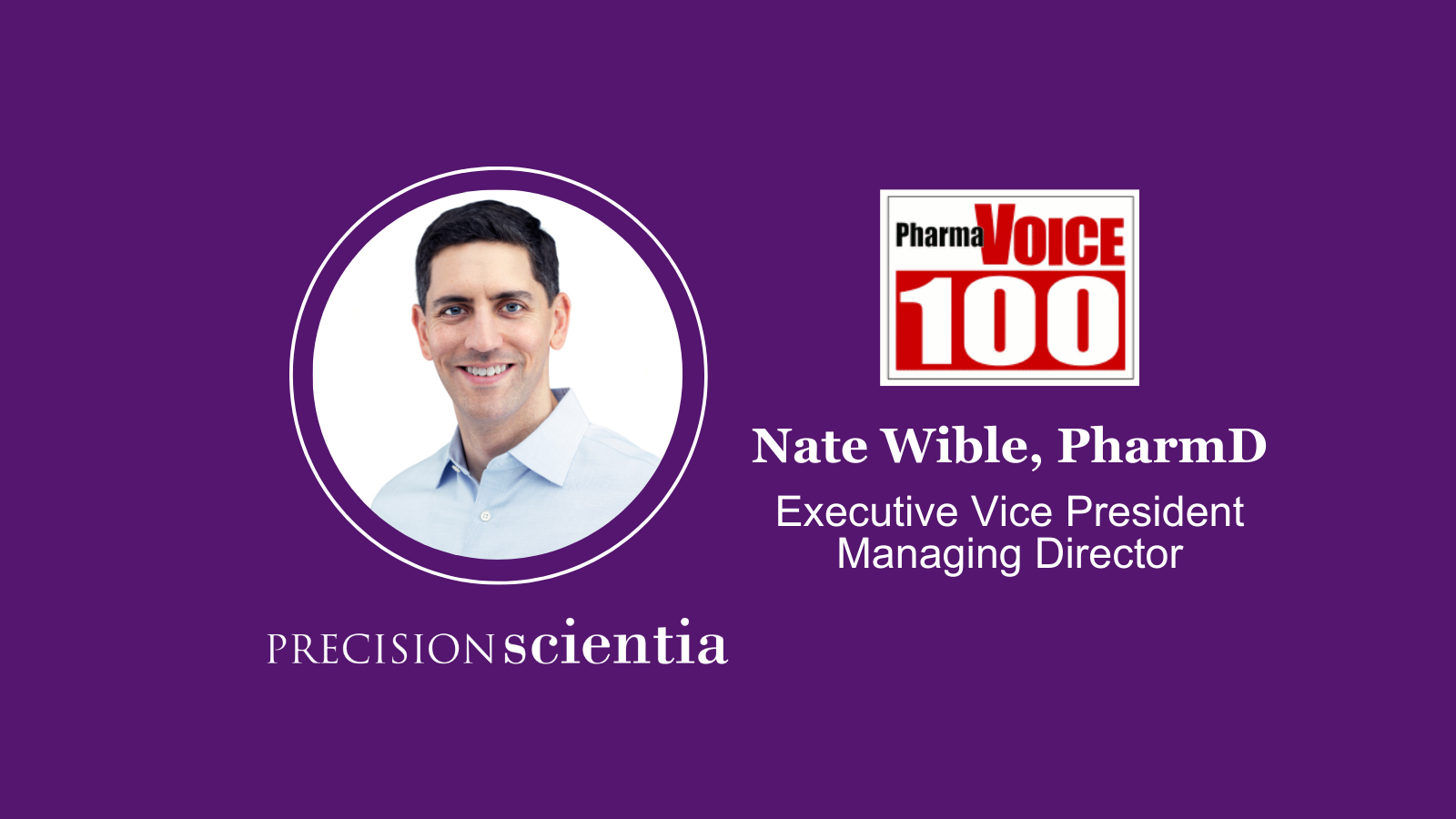 Nate Wible 2021 PharmaVOICE 100 Honoree