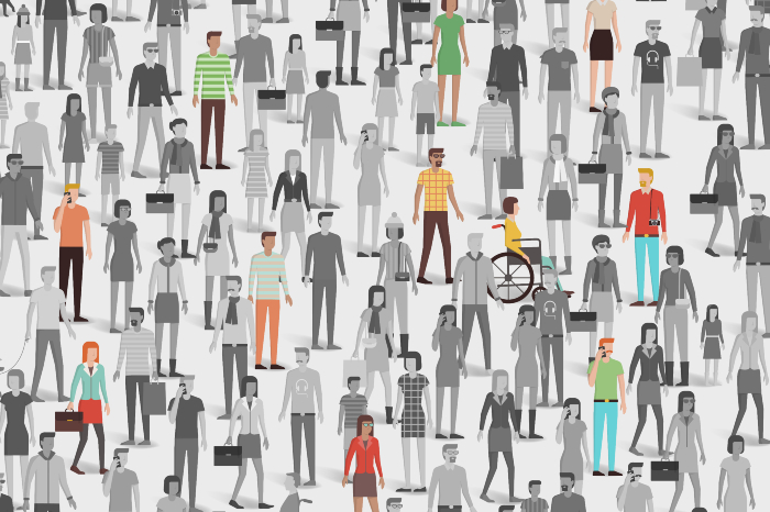 Illustration identifying rare disease patients in a crowd